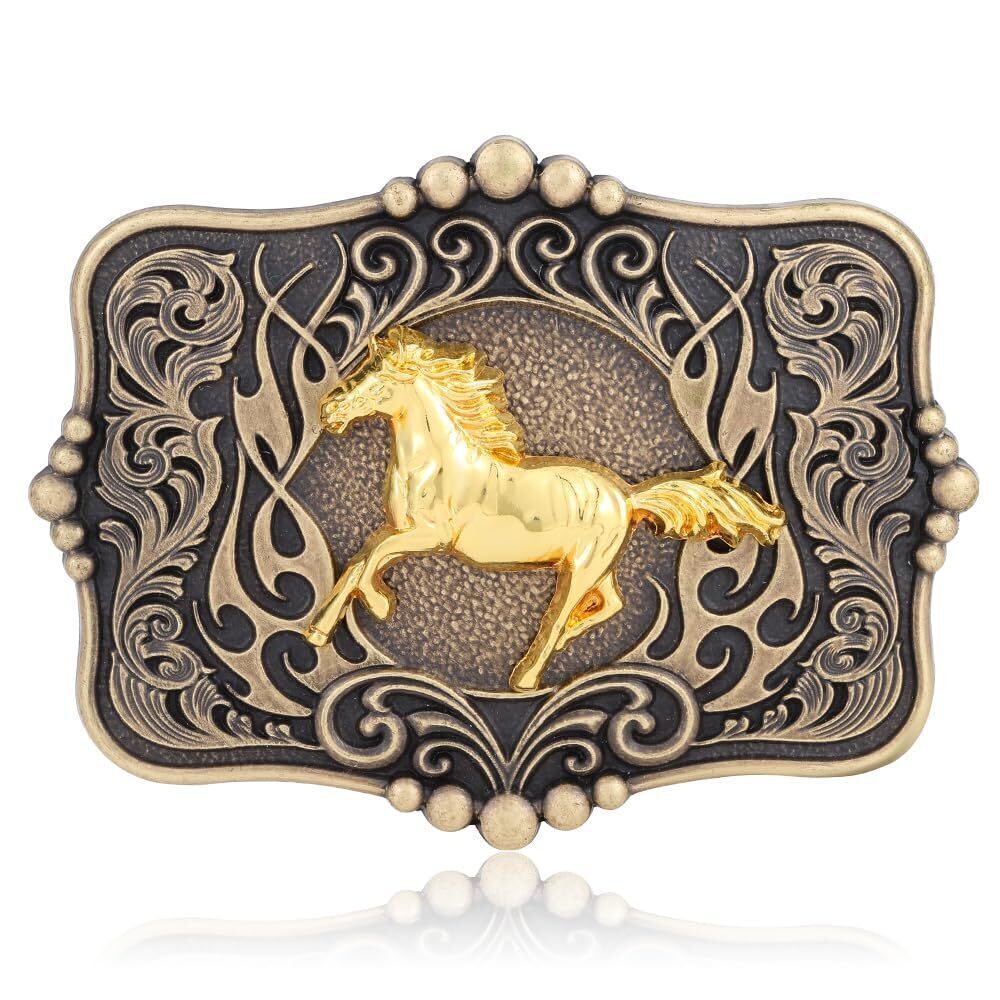 9533 Rustic Belt Buckle Western Cowboy Horse Belt Buckles Bull Belt Buckles